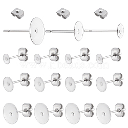 304 Stainless Steel Stud Earrings Findings, Stainless Steel Color, 6.8x5.2x1.1cm, 120pcs/box(STAS-PH0018-64P)