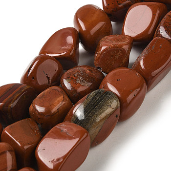 Natural Red Jasper Beads Strands, Nuggets, Tumbled Stone, 11.5~24x9~14x6.5~11mm, Hole: 1.1mm, about 26pcs/strand, 15.35~16.06''(39~40.8cm)
