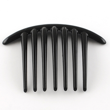Hair Accessories Plastic Hair Comb Findings, Black, 81~82x102x4~4.5mm
