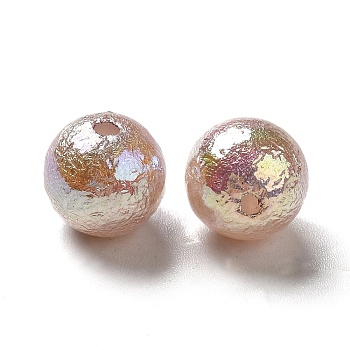 UV Plating Opaque Acrylic Beads, Iridescent, AB Color Plated, Round, Sienna, 10mm, Hole: 1.6mm