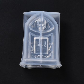 DIY Halloween Tombstone Candle Silicone Statue Molds, for Portrait Sculpture Scented Candle Making, White, 9.5x6.5x4cm, Inner Diameter: 5.8x2.5cm