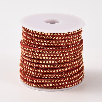 Rivet Faux Suede Cord, Faux Suede Lace, with Aluminum, Dark Red, 3x2mm, about 20yards/roll