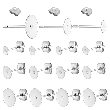 304 Stainless Steel Stud Earrings Findings, Stainless Steel Color, 6.8x5.2x1.1cm, 120pcs/box