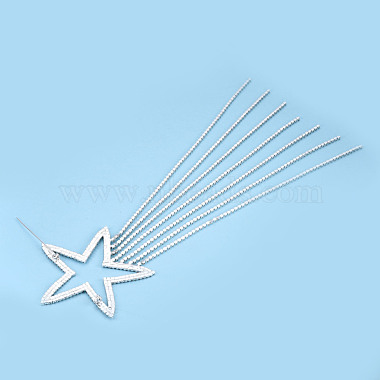 Crystal Rhinestone Star with Tassel Lapel Pin(JEWB-T002-11S)-3
