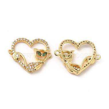 Golden Green Heart Brass+Cubic Zirconia Links