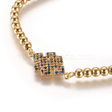 Adjustable Brass Cubic Zirconia Slider Bracelets(BJEW-L652-05G)-2