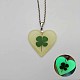 Glow in the Dark Resin Heart with Clover Pendant Necklace(TU8342-3)-1