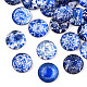 Blue and White Floral Printed Glass Flatback Cabochons(X-GGLA-A002-12mm-XX)-3