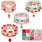 DIY Bracelet Jewelry Kits, Including Handmade Polymer Clay Beads, Glass Beads, Alloy Enamel Pendants and Elastic Crystal String, Mixed Color, 8mm, Hole: 1.3~1.6mm(DIY-SC0029-86)