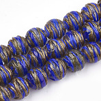 Handmade Gold Sand Lampwork Beads, Round, Blue, 13~14x13~14mm, Hole: 1~2mm(LAMP-T006-03A)