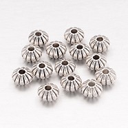 Tibetan Style Beads, Lead Free & Cadmium Free, Rondelle, Antique Silver, 7x5mm, Hole: 2mm(TIBEB-R010-AS-LF)