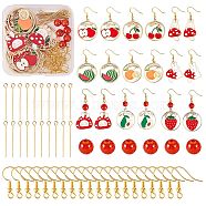 DIY Fruit & Rabbit Drop Earring Making Kit, Including Alloy Enamel Pendant, Crackle Glass Beads, 304 Stainless Steel Eye Pin, Brass Earring Hooks, Mixed Color, Pendant: 18pcs/box(DIY-SZ0007-52)