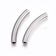 304 Stainless Steel European Tube Beads, Curved Tube, Stainless Steel Color, 40x6mm, Hole: 4.5x5mm(X-STAS-F174-19P-A)