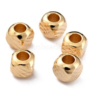 Long-Lasting Plated Brass Beads, Textured Beads, Cube, Real 24K Gold Plated, 4x4mm, Hole: 2mm(KK-O133-005G)