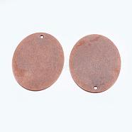 Oval Metal Tags, Red Copper Brass Stamping Blank Tag Pendants, 40x30x0.5mm, Hole: 1.5mm(X-KK-N0001-02R)