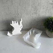 Animal Candle Holder Silhouette Silicone Molds, For Candle Making, Cat Shape, 10.7x12.3x2.7cm(SIL-R148-01F)