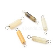 Natural Jade Connector Charms, with Platinum Tone Eco-Friendly Brass Wire Double Loops, Column, 23~24x4mm, Hole: 2~2.6mm (PALLOY-JF01574-06)