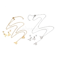 304 Stainless Steel Jewelry Sets, Cable Chains Pendant Necklaces and Stud Earrings, with Lobster Claw Clasps and Ear Nuts, Alphabet, Golden & Stainless Steel Color, Letter.P, 17.71 inches(45cm),  11x8.5x0.5mm, Pin: 0.8mm(SJEW-H303-P)