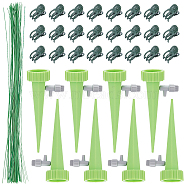 Nbeads Potted Plant Diversion Watering Splash-Proof Funne, with Plastic Plant Fixator, Iron Wire, Green, 132x62x35mm, 20sets(AJEW-NB0002-20)