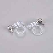 304 Stainless Steel and Plastic Clip-on Earring Findings, Stainless Steel Color, 11x11x3mm, Hole: 1.8mm(STAS-G225-27P)