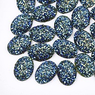 Electroplate Druzy Resin Cabochons, Oval, Green, 17.5x13x4.5mm(CRES-T012-08H)