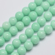 Natural Malaysia Jade Beads Strands, Imitation Amazonite, Round, Dyed, Aquamarine, 8mm, Hole: 1mm, about 48pcs/strand, 15 inch(X-G-A146-8mm-B06)