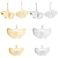 8Pcs 8 Style 201 & 304 Stainless Steel Pendants, Ginkgo Leaf, Golden & Stainless Steel Color, 18~29x21.5~30.5x1~2mm, Hole: 0.8~1.6mm, 1pc/style(STAS-UN0040-67)