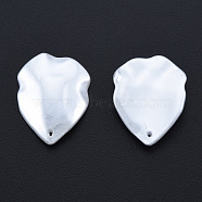 ABS Plastic Imitation Pearl Pendants, Leaf, Creamy White, 20x15.5x3mm, Hole: 0.8mm(KY-N015-22)