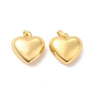 Eco-Friendly Rack Plating Brass Pendants, Long-Lasting Plated, Lead Free & Cadmium Free, Heart Charm, Real 18K Gold Plated, 20.5x20x10mm, Hole: 4.5x3.5mm(KK-F850-08G)