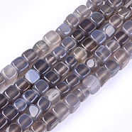 Natural Agate Beads Strands, Dyed, Cube, Dark Gray, 7~8x7~8x7~8mm, Hole: 1mm, about 50pcs/strand, 14.1 inch(G-T121-04E)