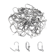 304 Stainless Steel Hoop Earrings, Leverback Hoop Earrings, Stainless Steel Color, 19.5x11x5.5mm, Hole: 1.5mm, pin: 0.8mm, 50pcs/box(STAS-UN0006-22P)