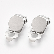 304 Stainless Steel Clip-on Earring Findings, with Round Flat Pad, Flat Round, Stainless Steel Color, Tray: 8mm, 18x8x6mm, Hole: 3mm(X-STAS-T045-33A-P)