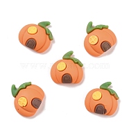 Autumn Theme Pumpkin House Opaque Resin Cabochons, Orange, 20x19.5x8mm(RESI-F031-08)