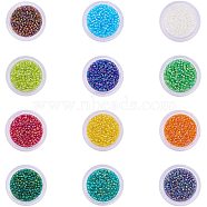 12 Colors Glass Seed Beads, 12/0, Round, Mixed Color, 2x1.5mm, Hole: 0.9mm(SEED-PH0007-03)