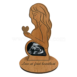 Wood Pregnant Woman Picture Frame Stand, for First Time Moms Baby Sonogram Frames, Brown, 130x100x4mm, Groove: 76x4mm(DJEW-WH0061-001)