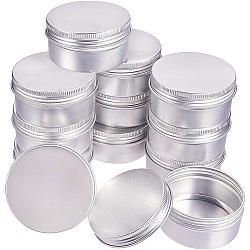 Round Aluminium Tin Cans, Aluminium Jar, Storage Containers for Cosmetic, Candles, Candies, with Screw Top Lid, Silver, 6.8x3.5cm, Capacity: 80ml, 12pcs/box(CON-BC0005-18B)