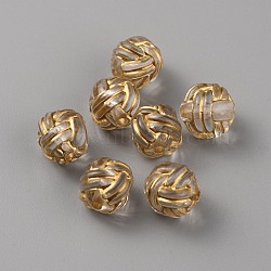 Plating Acrylic Beads, Metal Enlaced, Round, Clear, 11mm, Hole: 1.8mm, 7pcs/bag(OACR-WH0006-36)