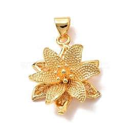Brass Pendants, Lily Flower Pendants, Golden, 24x18x6mm, Hole: 3.5x5mm(KK-B039-01G)