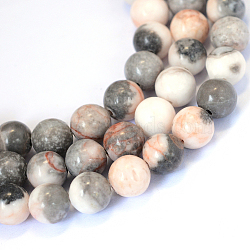Natural Pink Zebra Jasper Round Bead Strands, 4~4.5mm, Hole: 1mm, about 83~90pcs/strand, 15 inch(X-G-E334-4mm-11)
