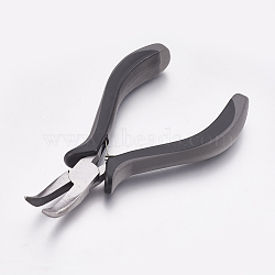 45# Carbon Steel Jewelry Pliers, Bent Nose Pliers, Polishing, Gray, Stainless Steel Color, 13x7.7x1.7cm(PT-L004-01)