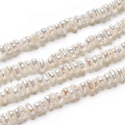 Natural Cultured Freshwater Pearl Beads Strands, Rondelle, Antique White, 3~4.5x1.5~2mm, Hole: 0.5mm, about 66~69pcs/strand, 7.17 inch(18.2cm)(X-PEAR-I004-07A)