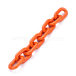 Handmade Opaque Acrylic Cable Chain, Oval, Dark Orange, Link: 31x19.5x5mm, about 39.37 inch(1m)/strand(AJEW-JB00574-08)