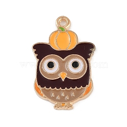 Thanksgiving Day Theme Alloy Enamel Pendants, Golden, Owl, 25.5x16.5x1.5mm, Hole: 1.6mm(ENAM-D064-03A)