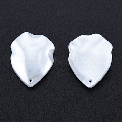 ABS Plastic Imitation Pearl Pendants, Leaf, Creamy White, 20x15.5x3mm, Hole: 0.8mm(KY-N015-22)