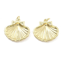 Brass Pendants, Ocean Series Charms, with Jump Ring, Real 18K Gold Plated, Shell Shape, 18.5x19.5x3.5mm, Hole: 3mm(KK-U060-22G-D)