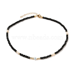 Star with Evil Eye Natural White Shell Beaded Necklaces, with Natural Malaysia Jade Beads, Pearl Beads, Brass Beads and 304 Stainless Steel Lobster Claw Clasps, 14.96 inch(38cm)(NJEW-JN03147-02)