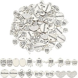 ARRICRAFT 180Pcs 6 Styles Tibetan Style Alloy Pendants, Mixed Shapes, Antique Silver, 8~13.5x8~15x1~1.5mm, hole: 1~2.2mm, 30pcs/style(TIBEP-AR0001-14)