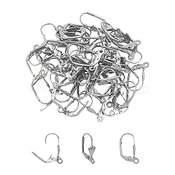 304 Stainless Steel Hoop Earrings, Leverback Hoop Earrings, Stainless Steel Color, 19.5x11x5.5mm, Hole: 1.5mm, pin: 0.8mm, 50pcs/box(STAS-UN0006-22P)