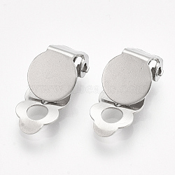 Tarnish Resistant 304 Stainless Steel Clip-on Earring Findings, with Round Flat Pad, Flat Round, Stainless Steel Color, Tray: 8mm, 18x8x6mm, Hole: 3mm(X-STAS-T045-33A-P)