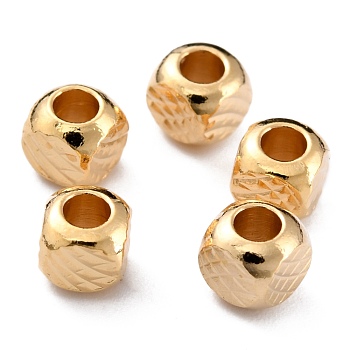 Long-Lasting Plated Brass Beads, Textured Beads, Cube, Real 24K Gold Plated, 4x4mm, Hole: 2mm